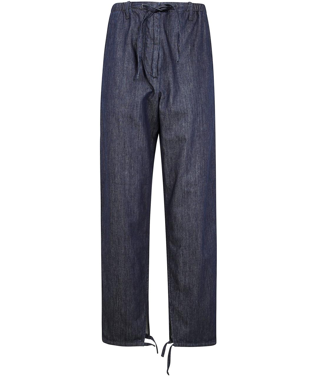 DRIES VAN NOTEN Синие хлопковые прямые брюки, фото 1