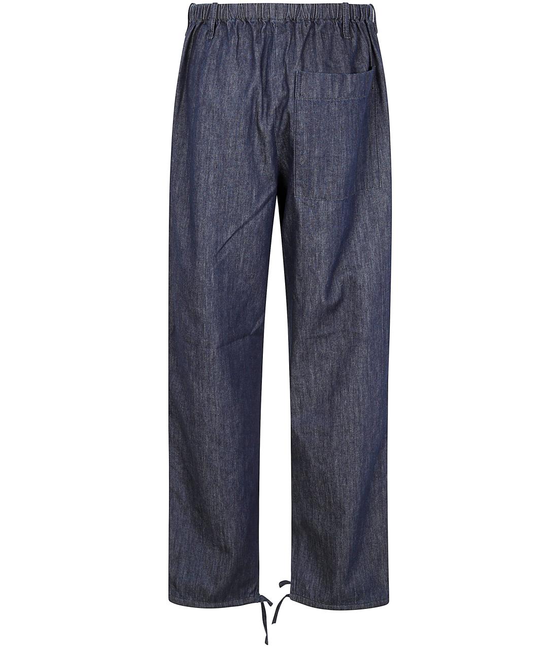 DRIES VAN NOTEN Синие хлопковые прямые брюки, фото 2