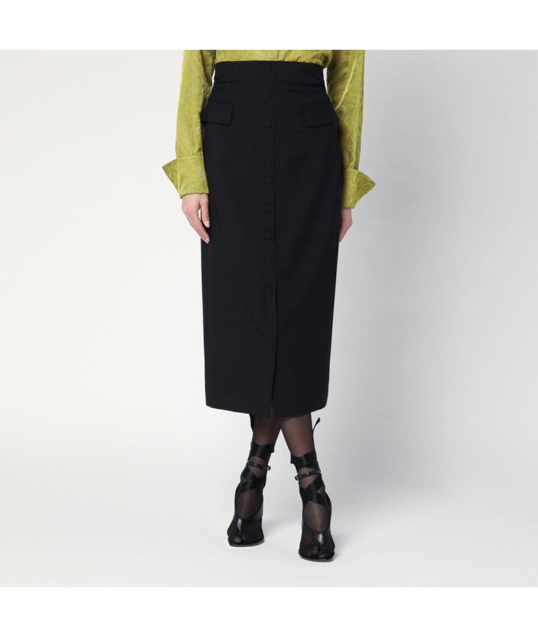 DRIES VAN NOTEN Черная шерстяная юбка миди, фото 3