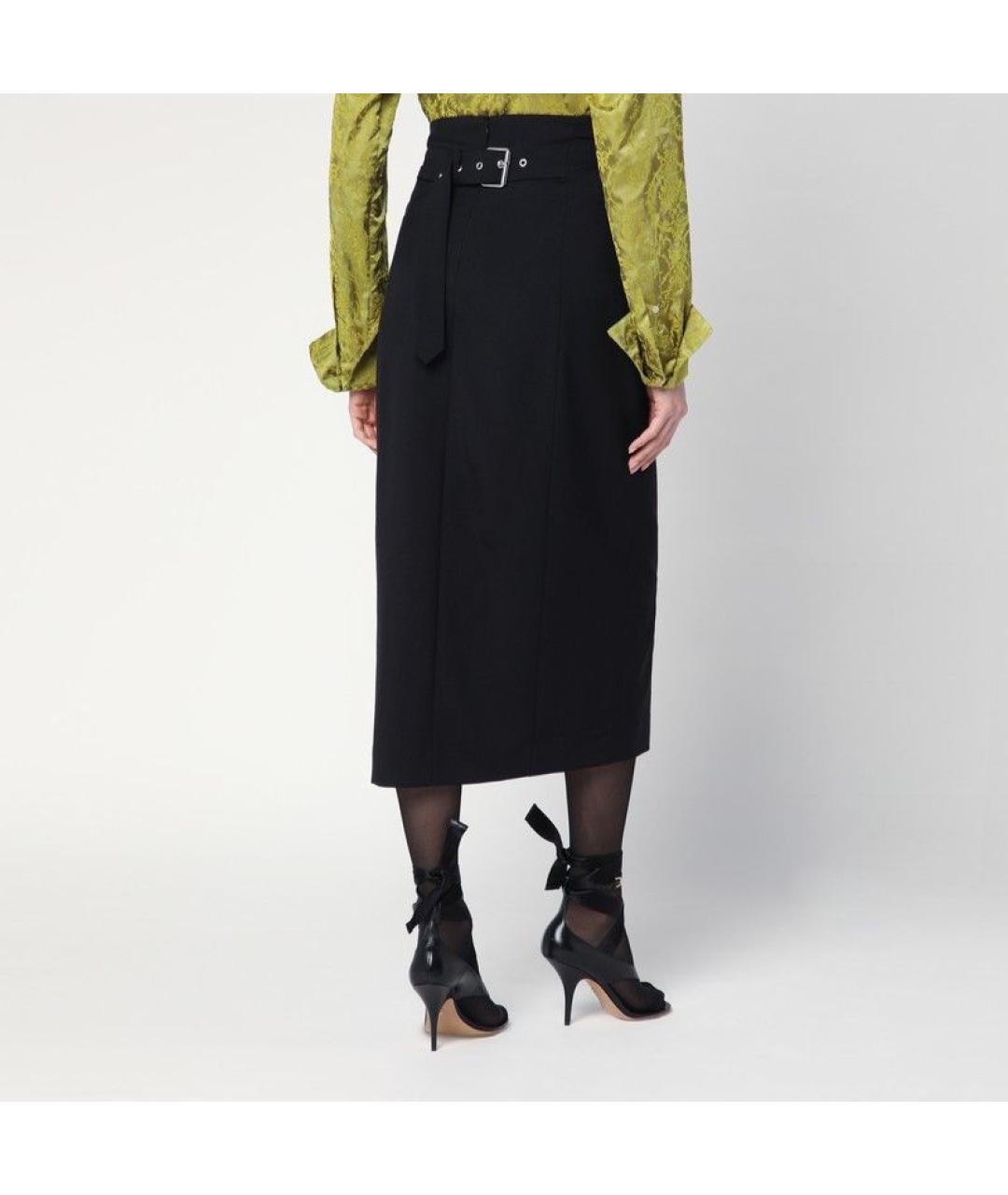 DRIES VAN NOTEN Черная шерстяная юбка миди, фото 2