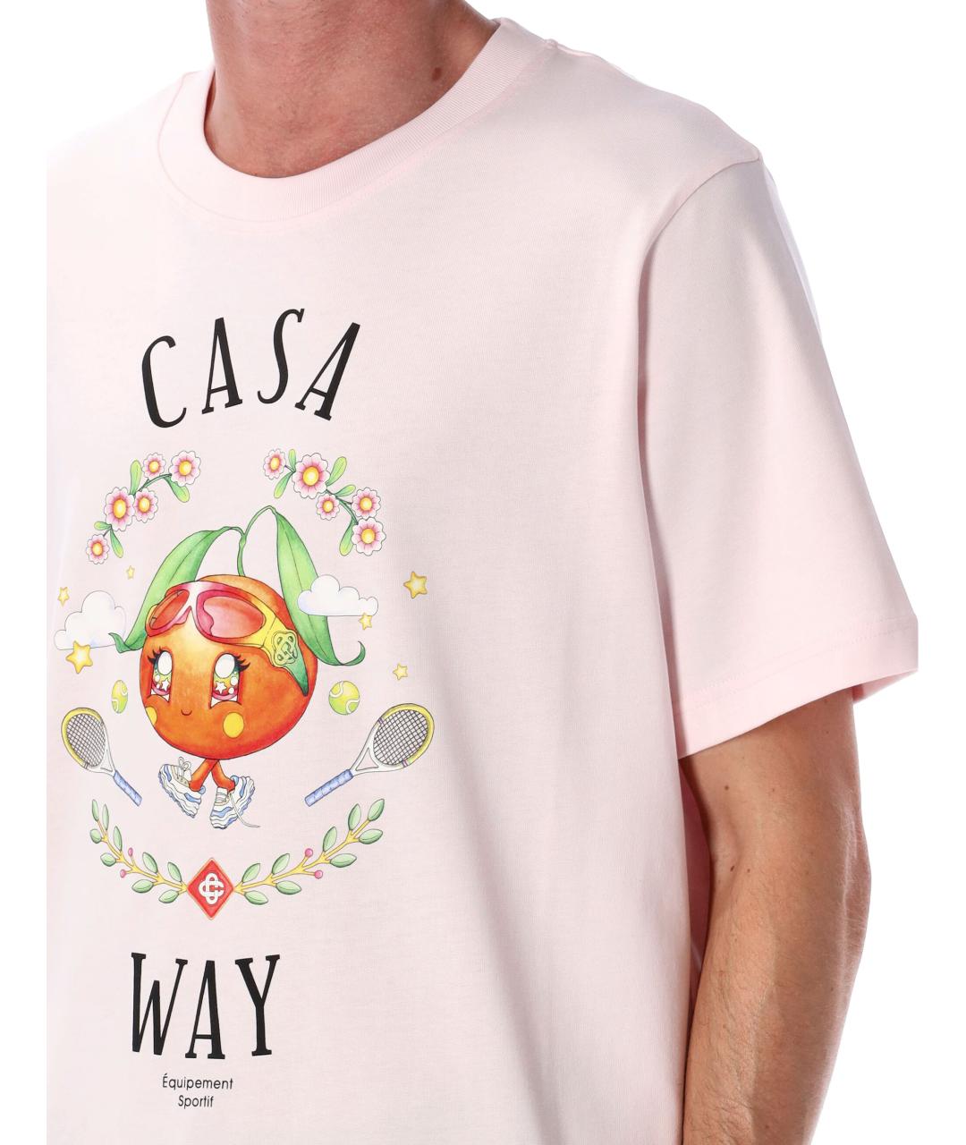 CASABLANCA Розовая хлопковая футболка, фото 4