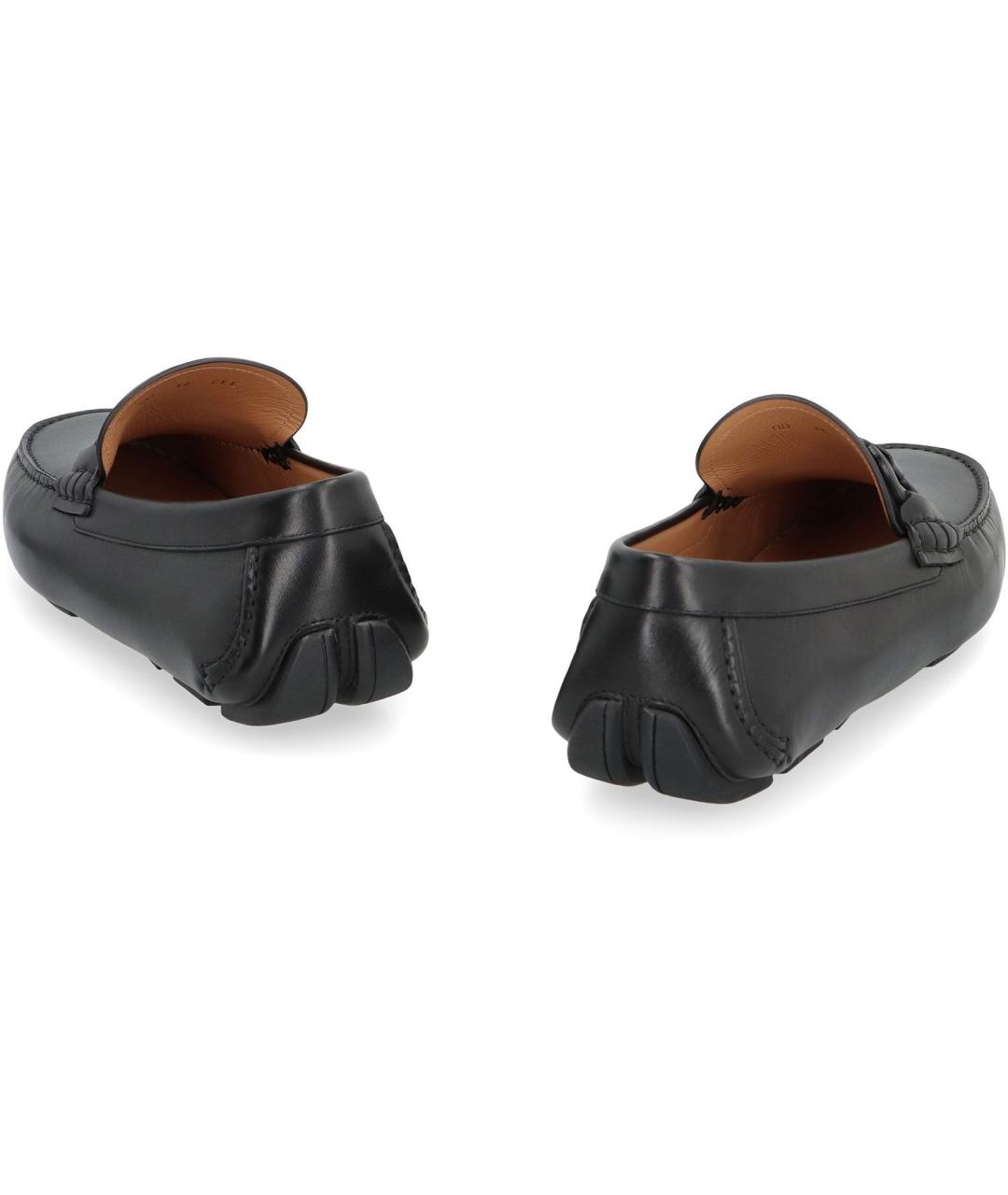 FERRAGAMO Черные кожаные лоферы, фото 3