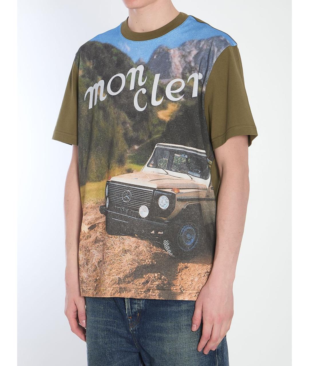 MONCLER Зеленая хлопковая футболка, фото 3
