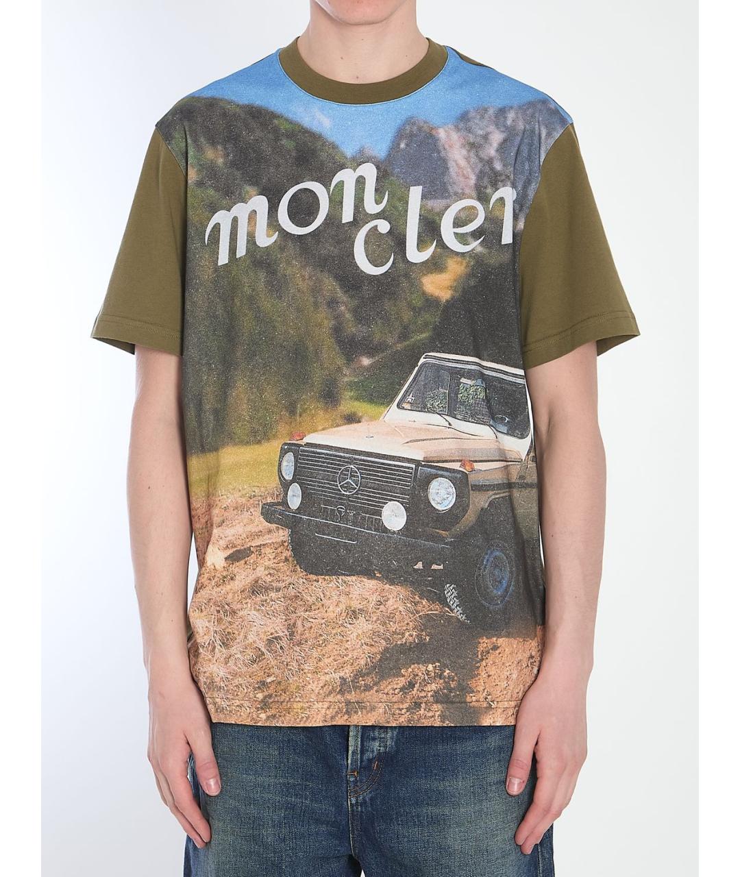 MONCLER Зеленая хлопковая футболка, фото 2