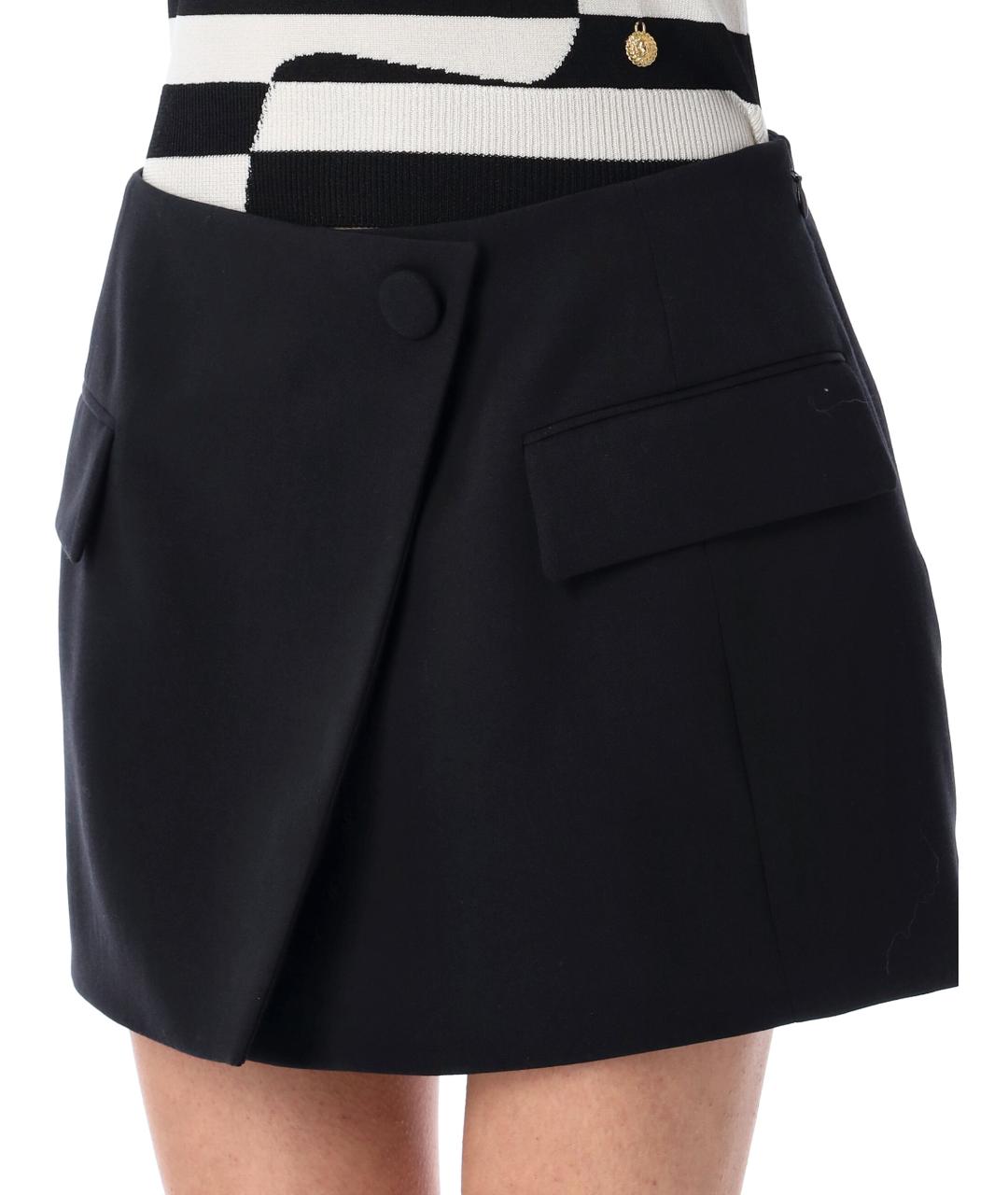 BALMAIN Черная шерстяная юбка мини, фото 3