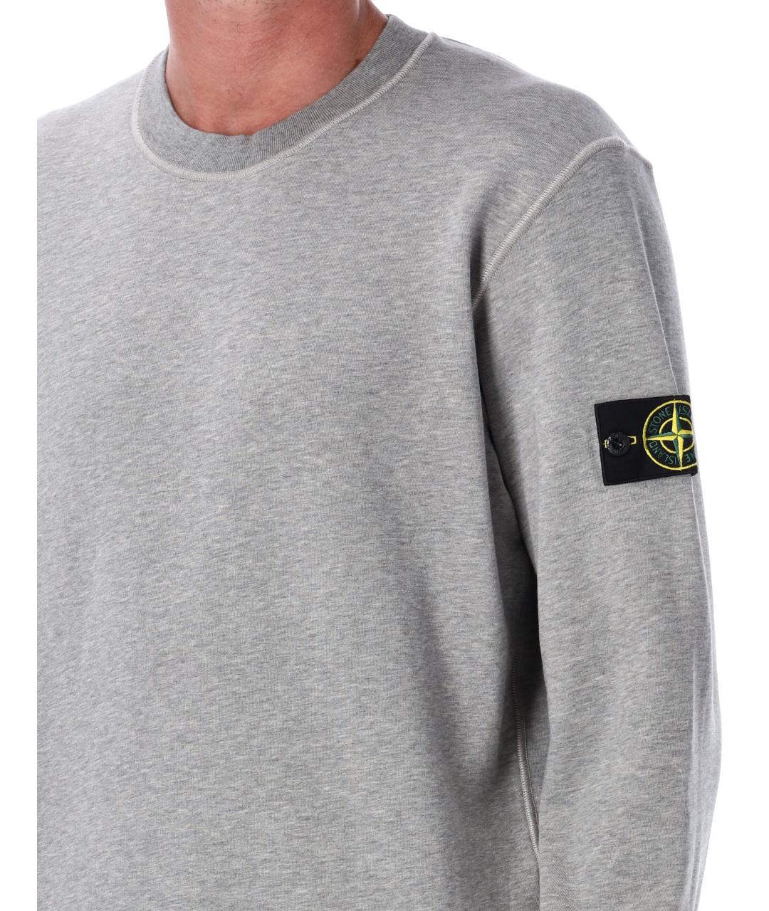 STONE ISLAND Серый хлопковый джемпер / свитер, фото 4