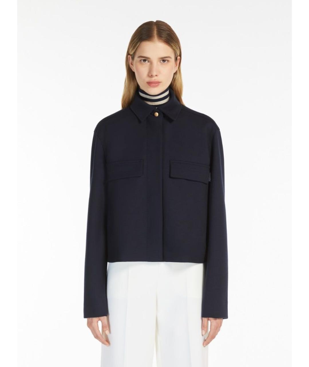 MAX MARA Темно-синяя шерстяная куртка, фото 2