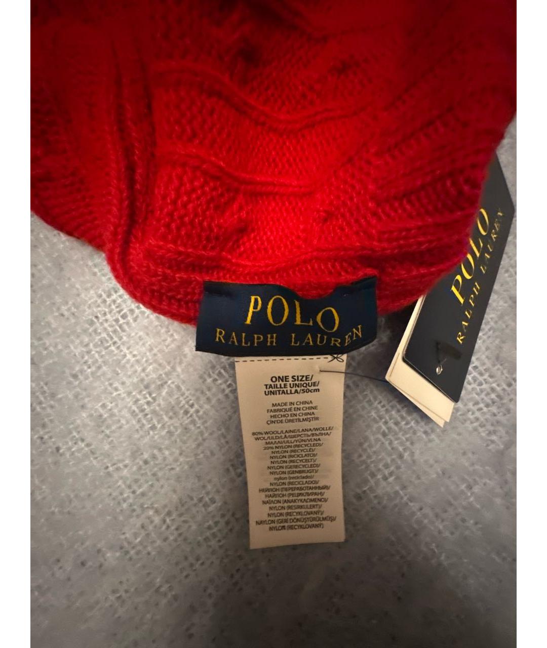 POLO RALPH LAUREN Красная шерстяная шапка, фото 4