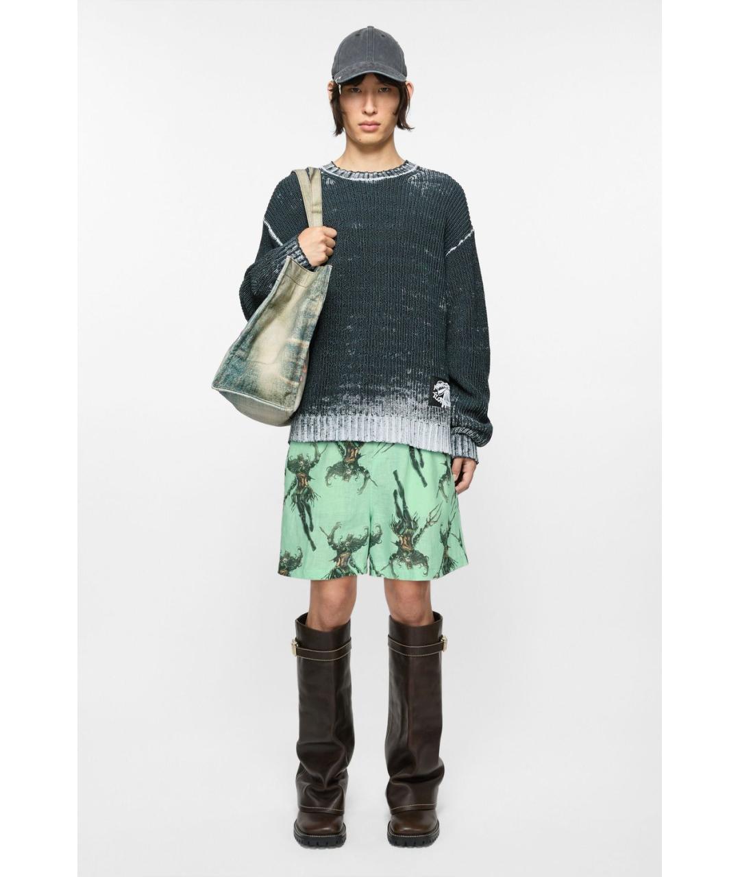 ACNE STUDIOS Зеленые льняные шорты, фото 3