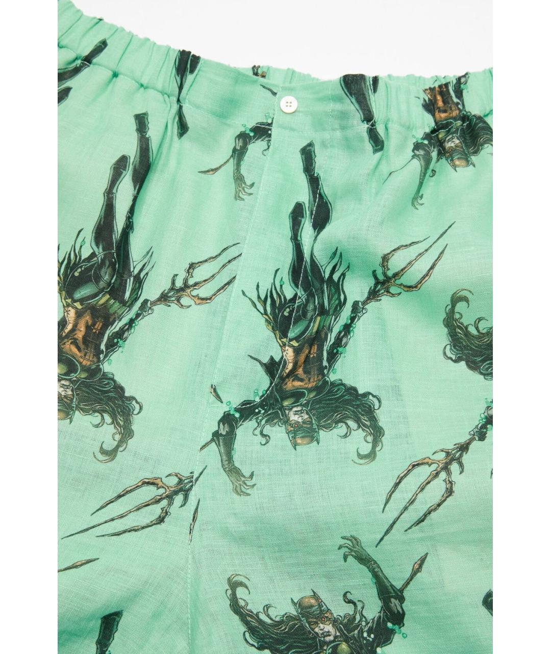 ACNE STUDIOS Зеленые льняные шорты, фото 2