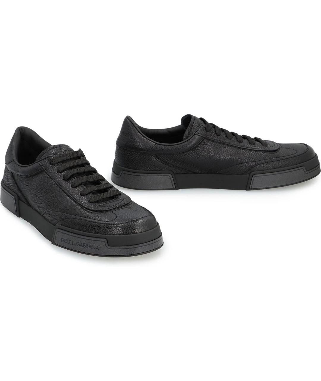 DOLCE&GABBANA Черные кожаные низкие кроссовки / кеды, фото 4