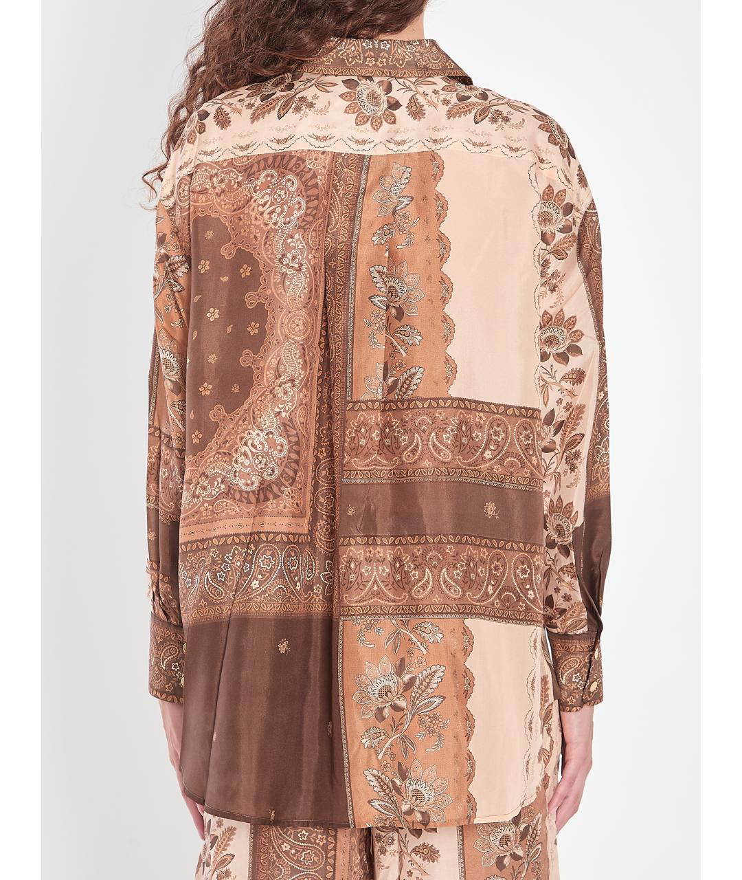 ZIMMERMANN Коричневая шелковая рубашка, фото 5