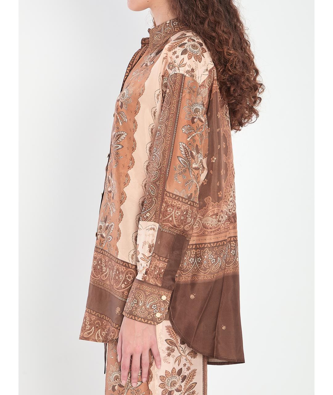 ZIMMERMANN Коричневая шелковая рубашка, фото 4