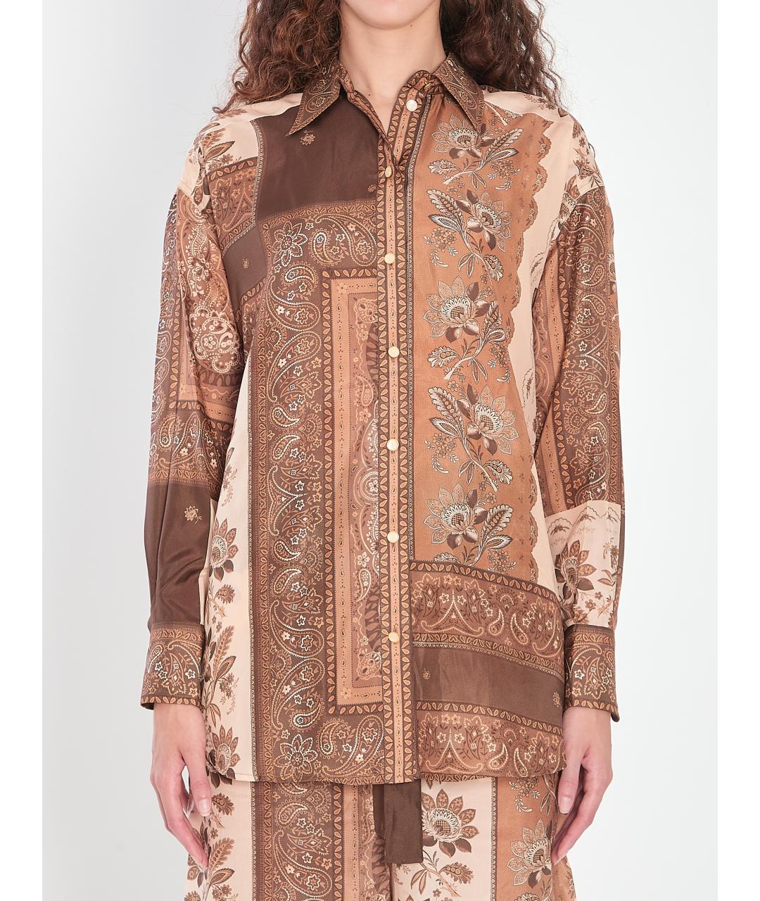 ZIMMERMANN Коричневая шелковая рубашка, фото 2