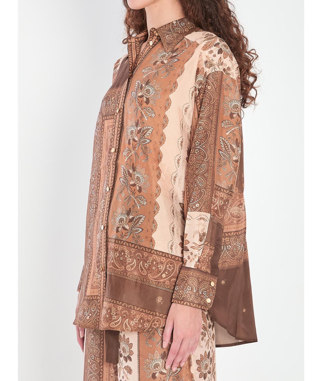 ZIMMERMANN Коричневая шелковая рубашка, фото 3