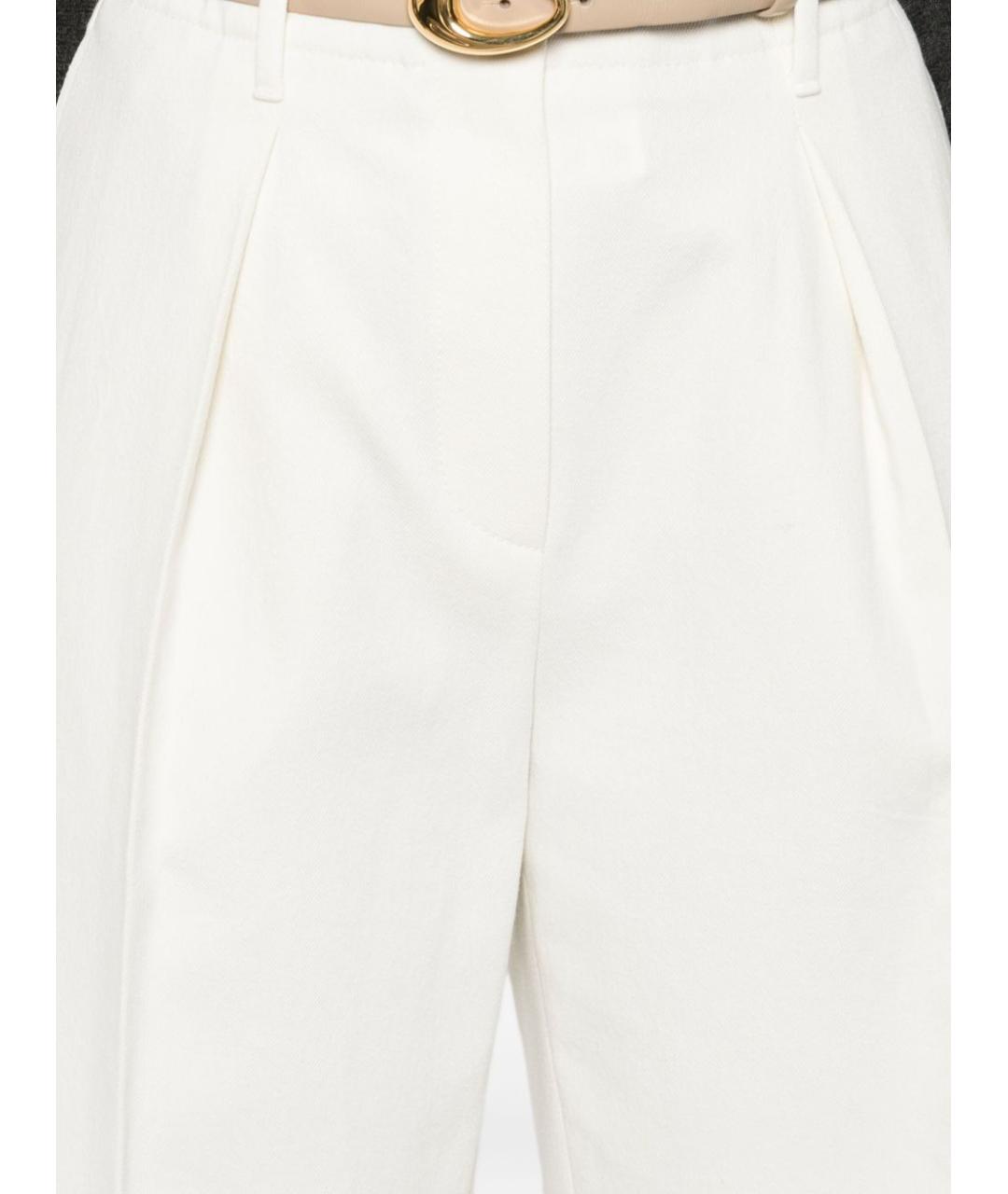 BRUNELLO CUCINELLI Белые хлопковые прямые брюки, фото 2