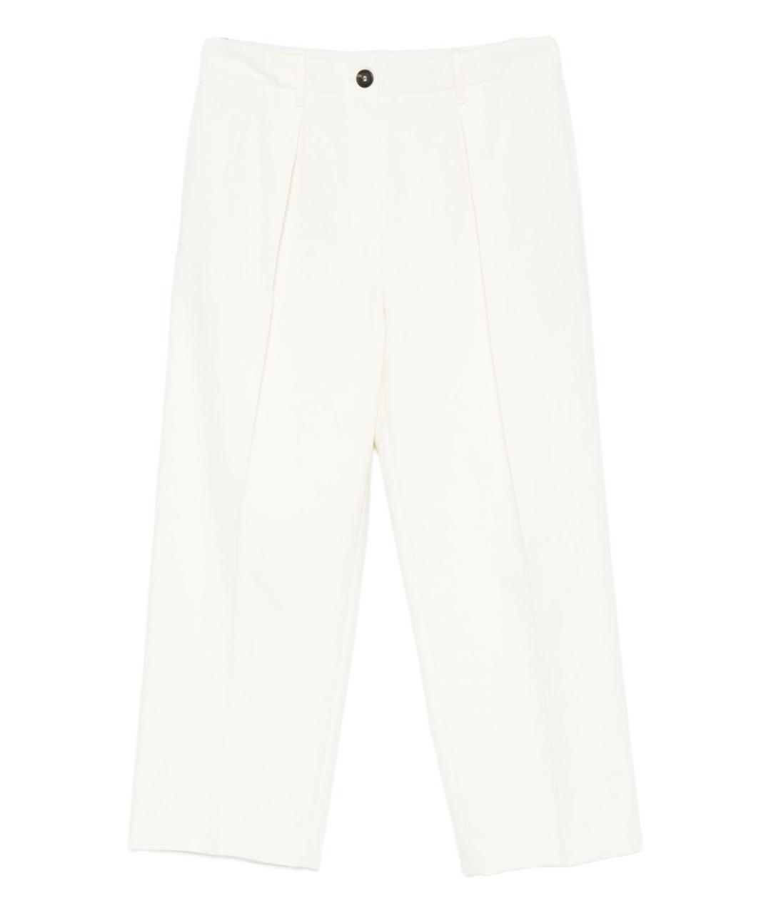 BRUNELLO CUCINELLI Белые хлопковые прямые брюки, фото 1