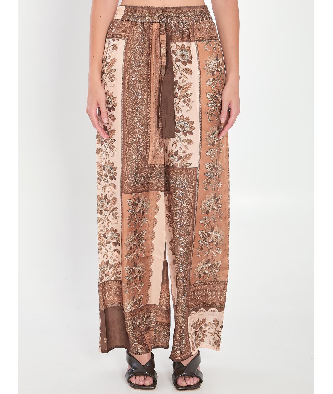 ZIMMERMANN Коричневые шелковые прямые брюки, фото 6