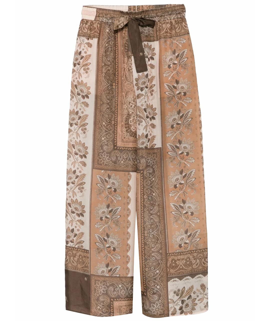 ZIMMERMANN Коричневые шелковые прямые брюки, фото 1