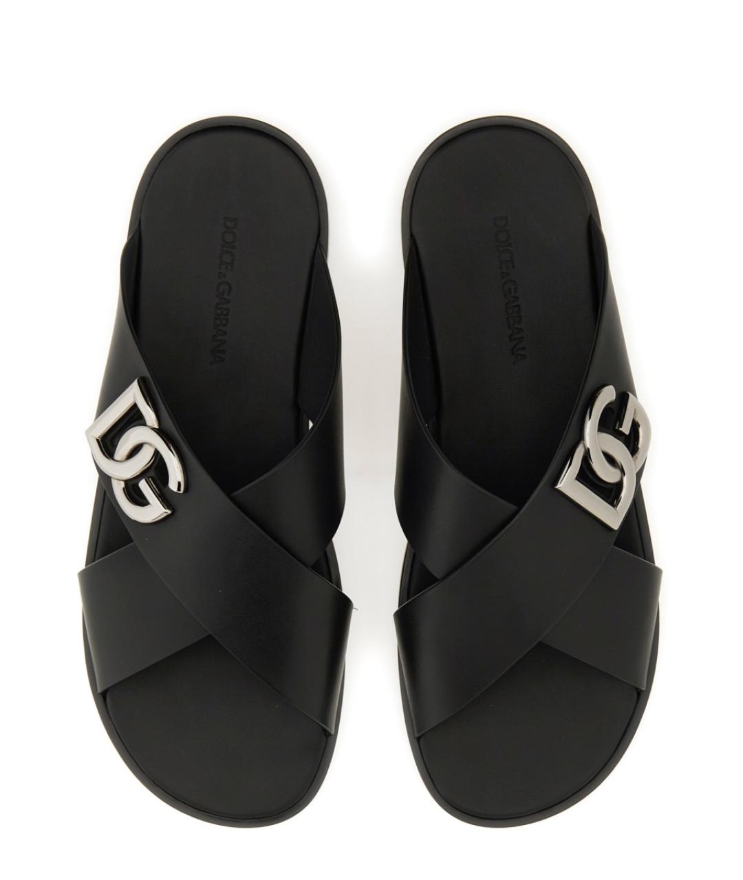 DOLCE&GABBANA Черные кожаные сандалии, фото 5