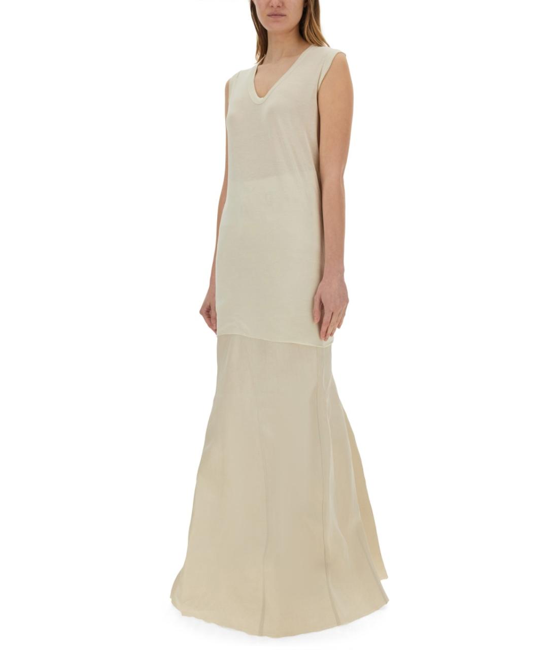 RICK OWENS Бежевая льняная юбка макси, фото 2