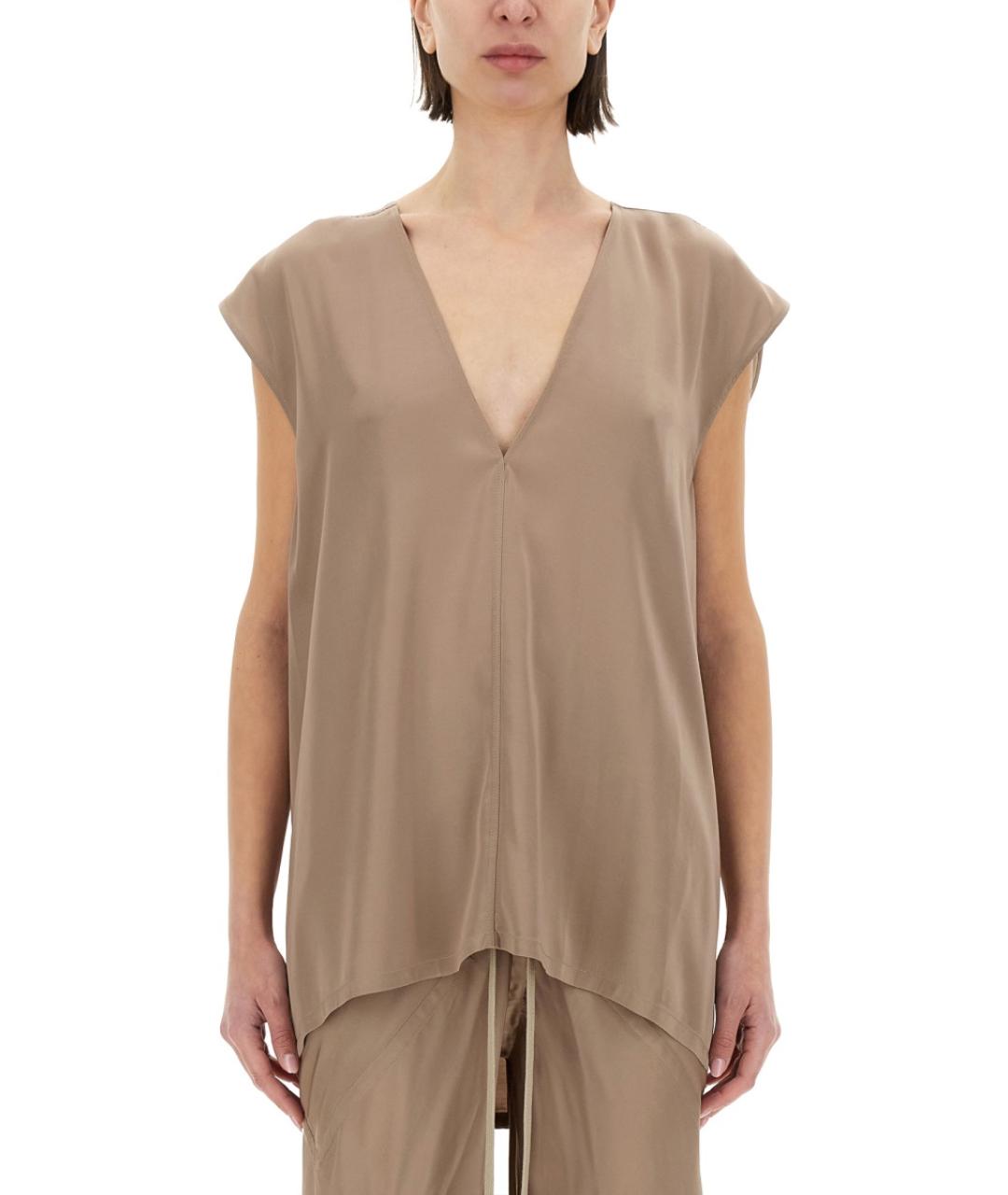 RICK OWENS Бежевая футболка, фото 5