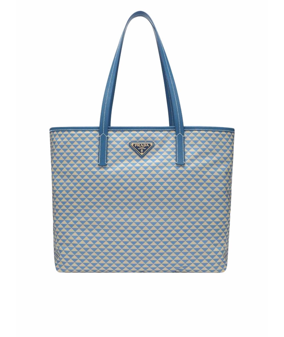 PRADA Голубая тканевая сумка тоут, фото 1