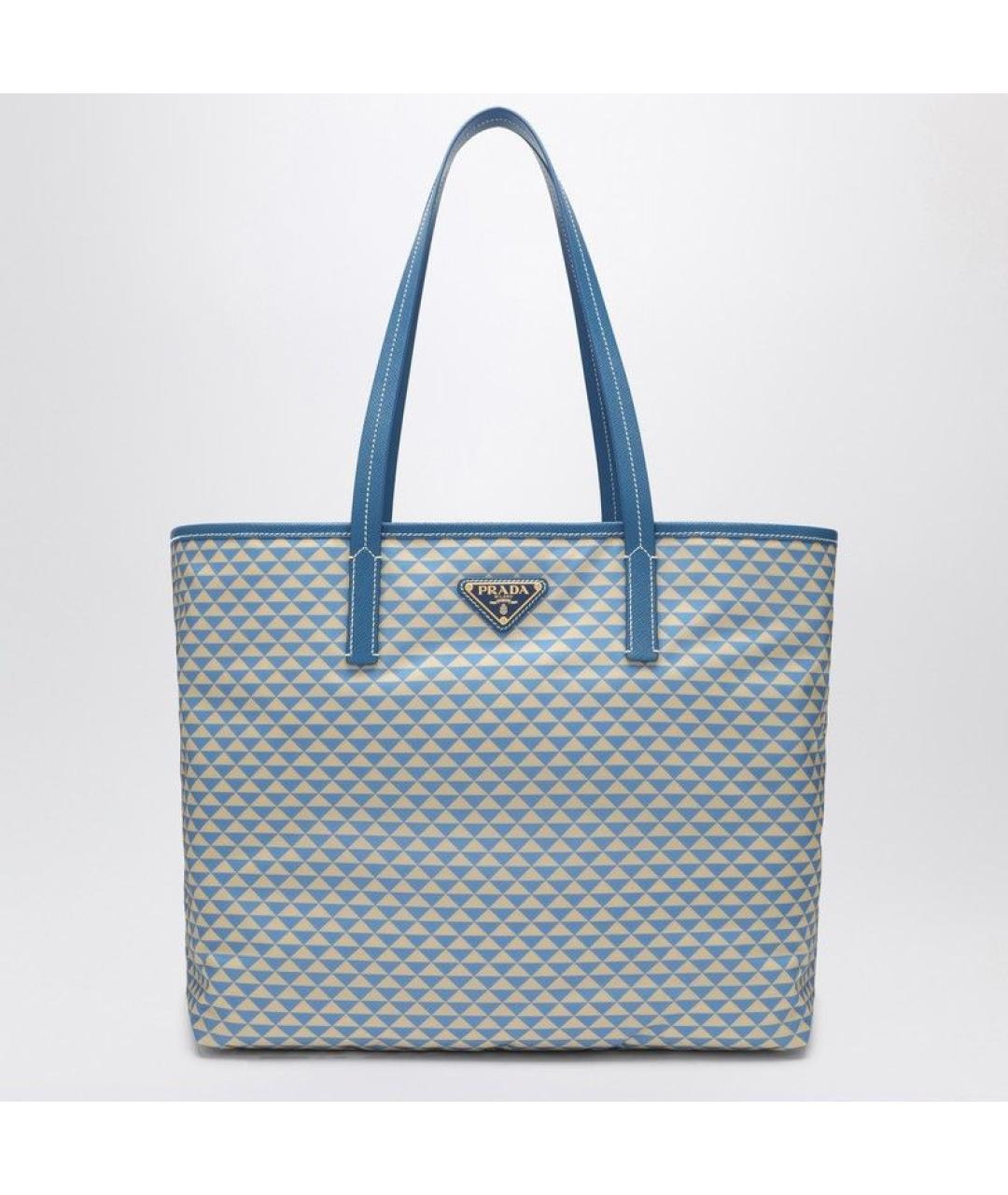 PRADA Голубая тканевая сумка тоут, фото 3