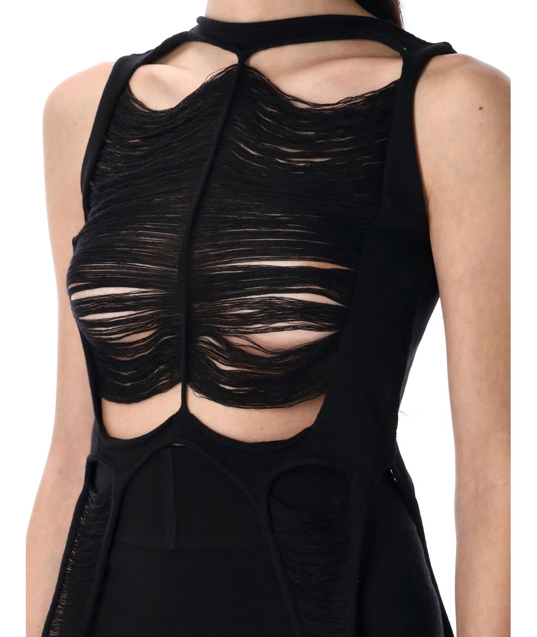 RICK OWENS Черная шерстяная майка, фото 4