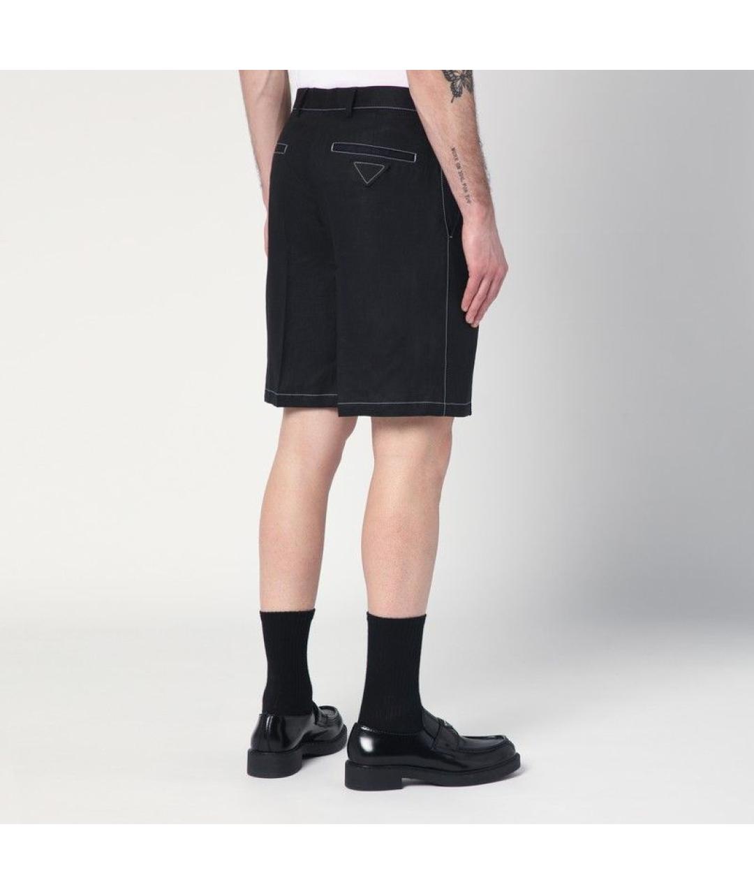 PRADA Черные льняные шорты, фото 3