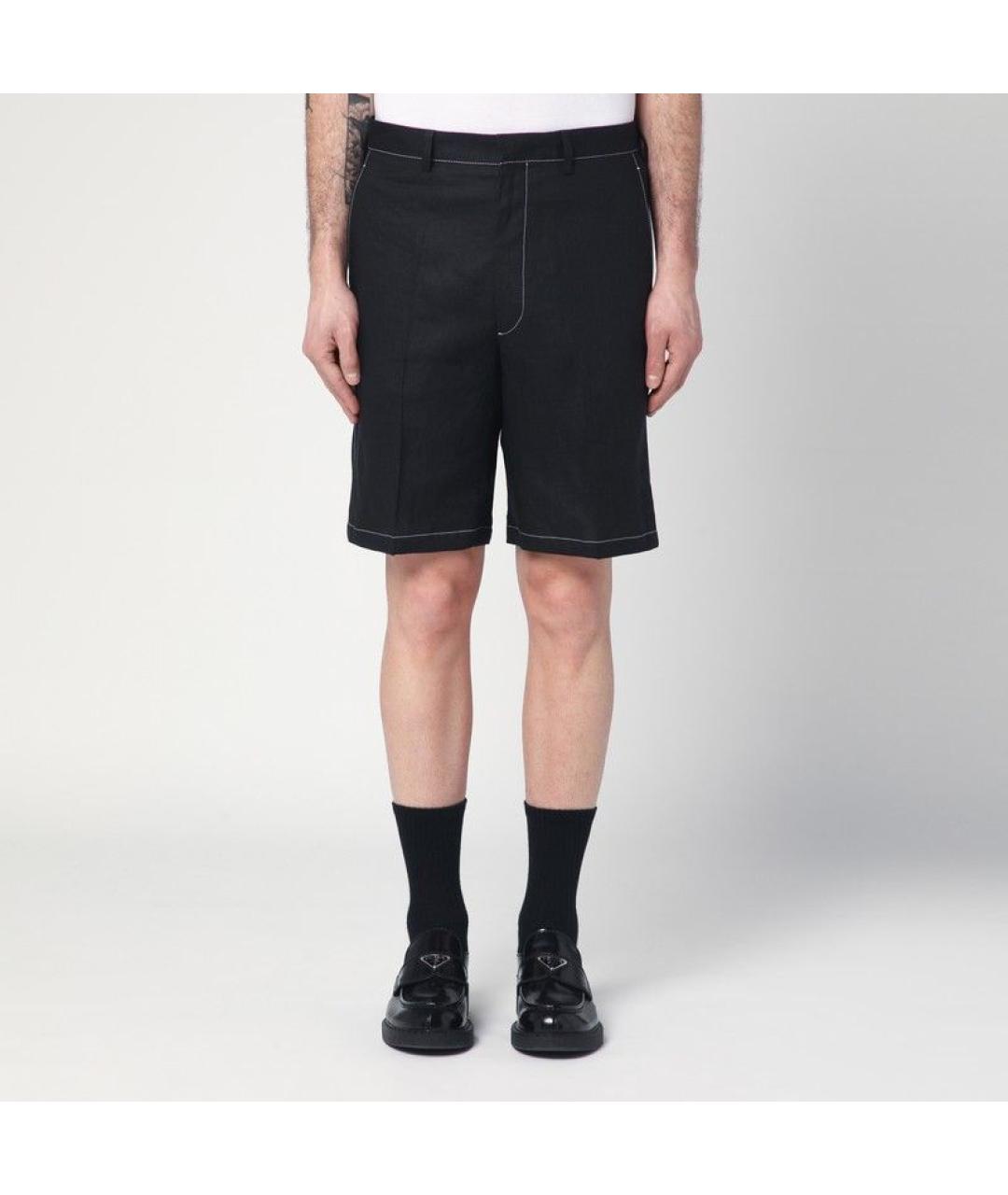 PRADA Черные льняные шорты, фото 2
