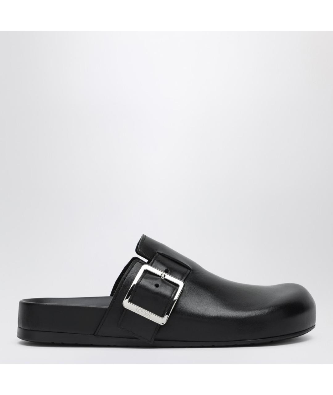 LOEWE Черные кожаные сабо, фото 4