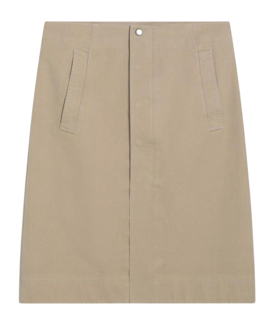 BURBERRY Бежевая хлопковая юбка мини, фото 1