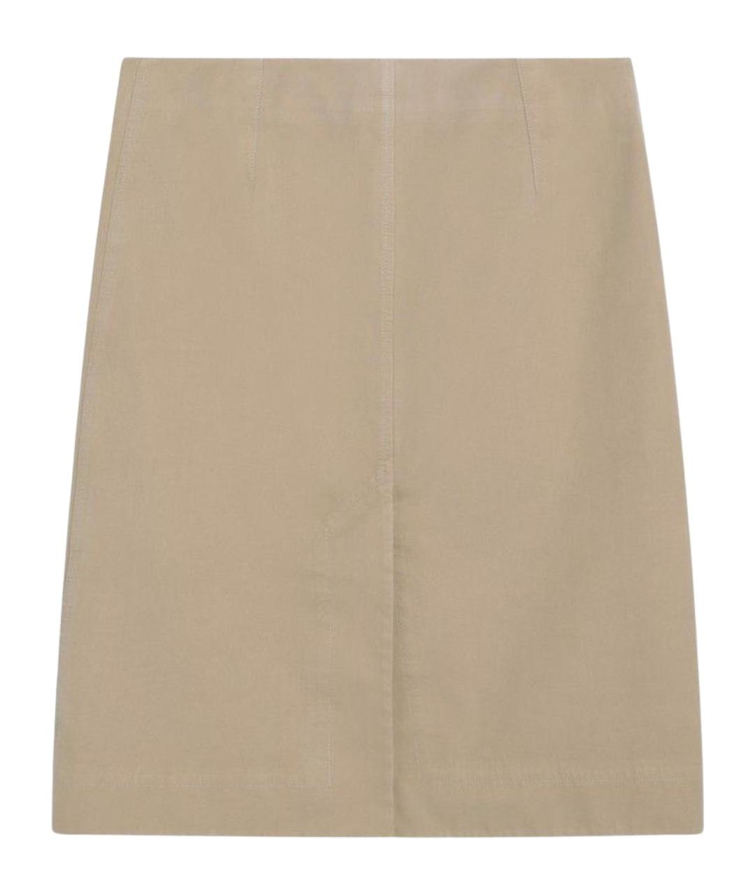 BURBERRY Бежевая хлопковая юбка мини, фото 2