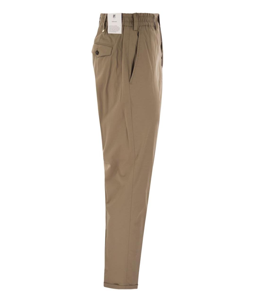 PT TORINO Бежевые хлопковые повседневные брюки, фото 3