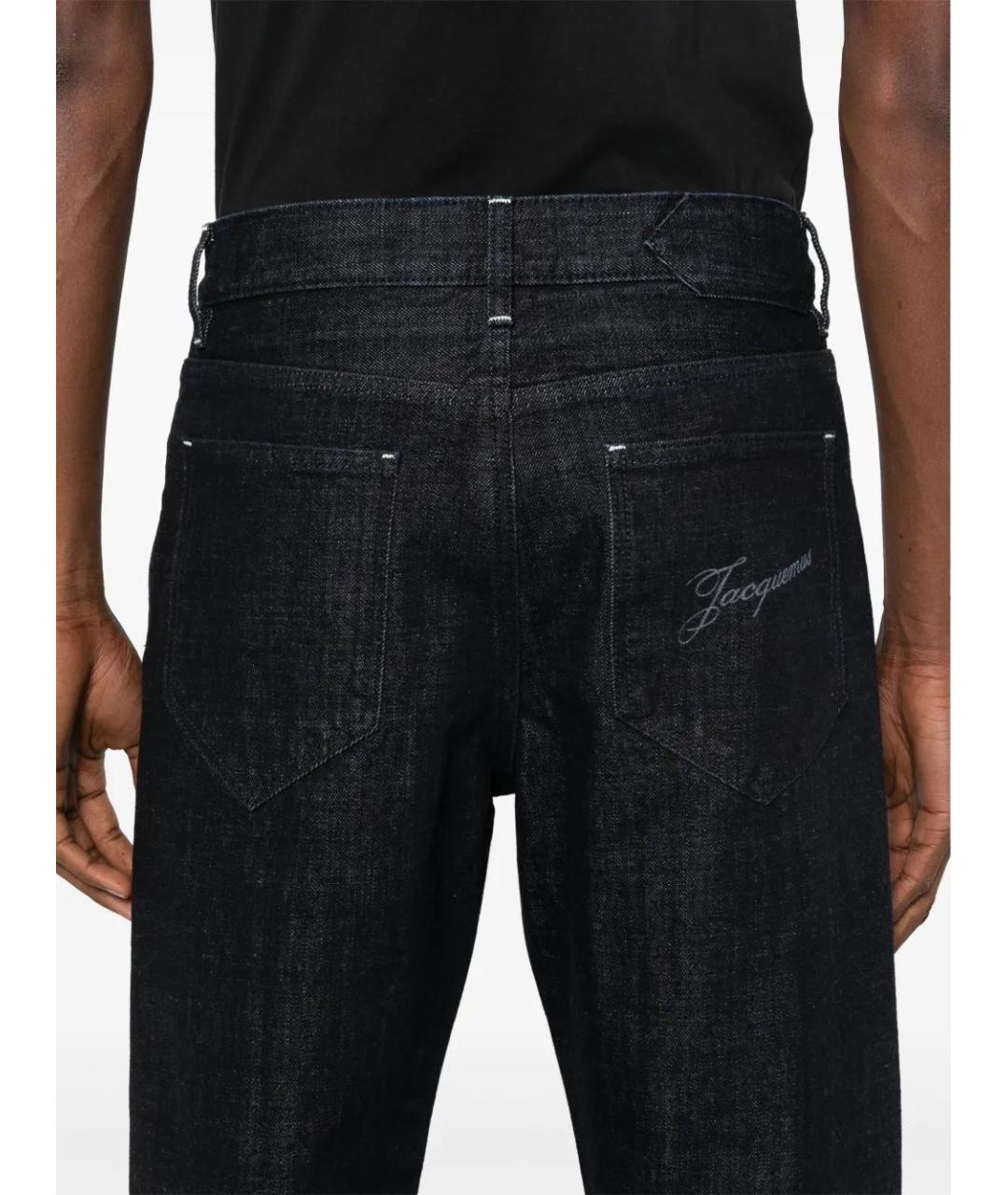 JACQUEMUS Темно-синие хлопковые прямые джинсы, фото 5