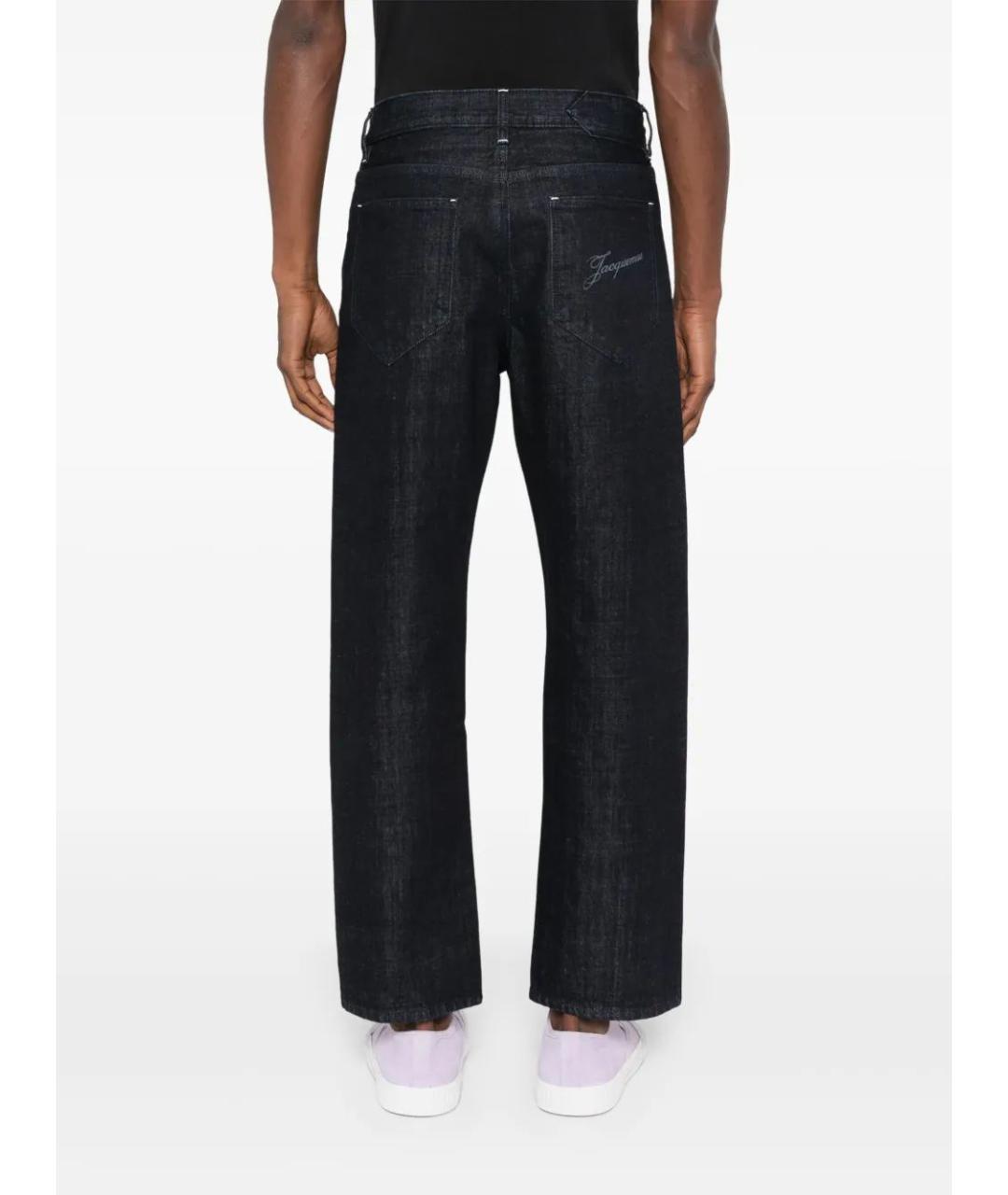 JACQUEMUS Темно-синие хлопковые прямые джинсы, фото 4