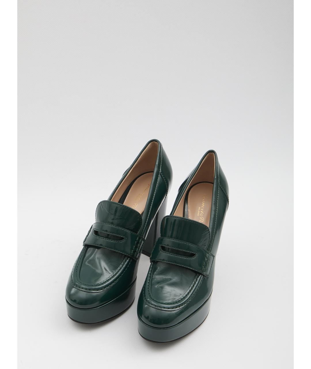 GIANVITO ROSSI Зеленые кожаные лоферы, фото 5