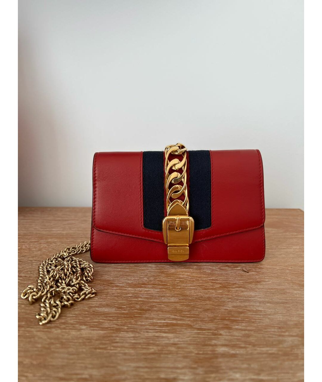 GUCCI Красная кожаная сумка тоут, фото 6