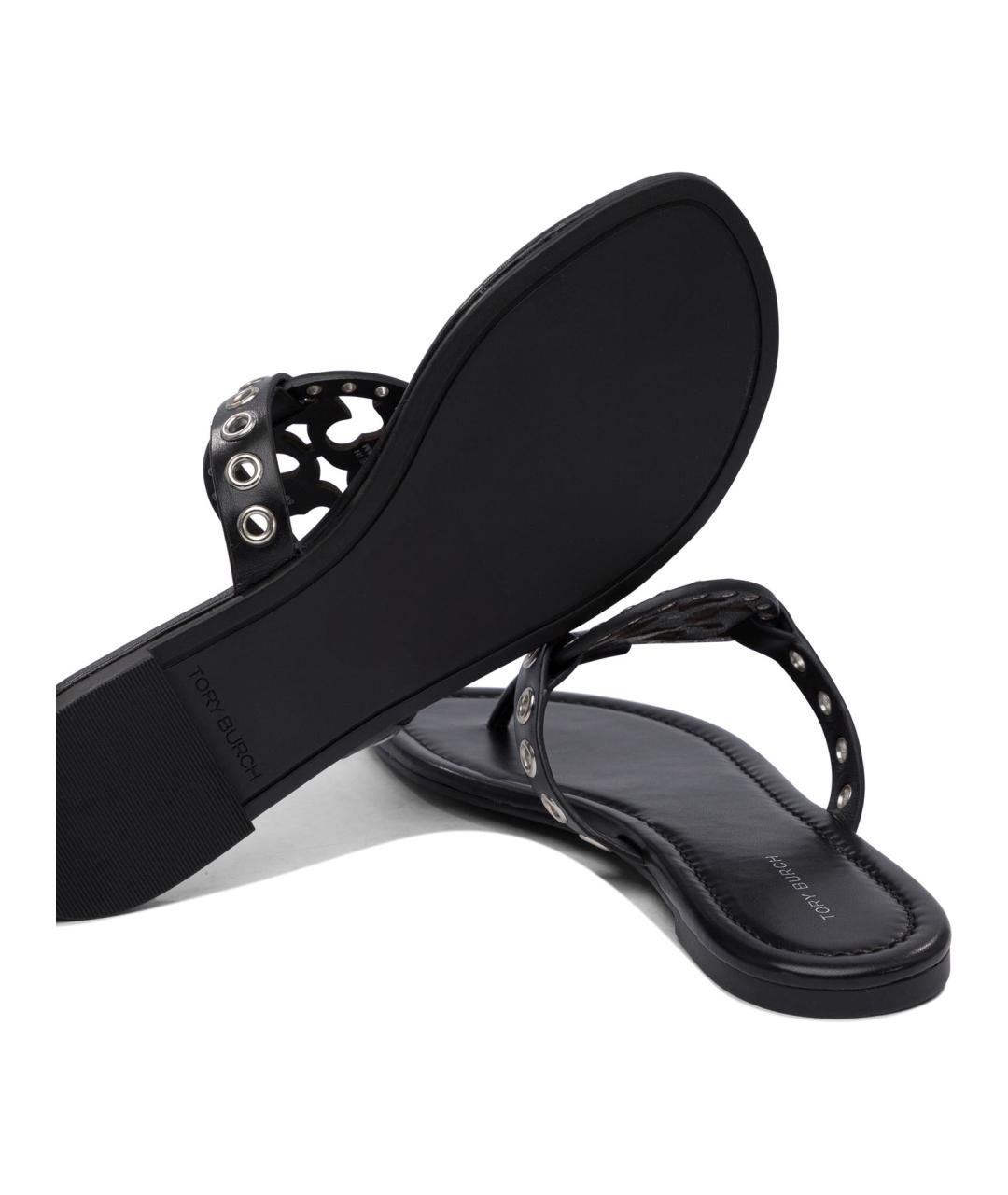 TORY BURCH Черные кожаные сандалии, фото 5