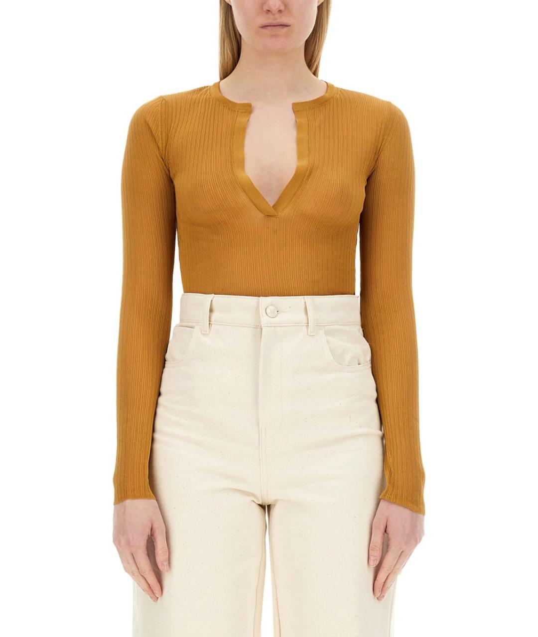 MAX MARA Оранжевый шелковый джемпер / свитер, фото 2