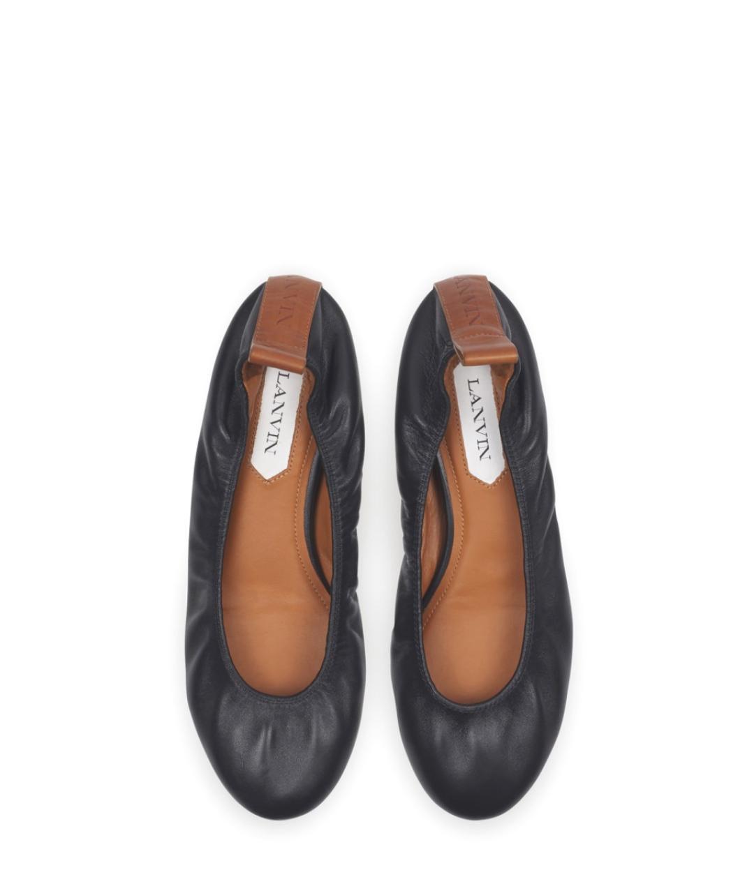 LANVIN Черные кожаные балетки, фото 2