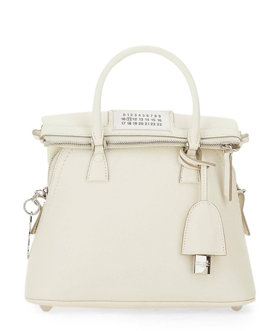 MAISON MARGIELA Белая кожаная сумка с короткими ручками, фото 1
