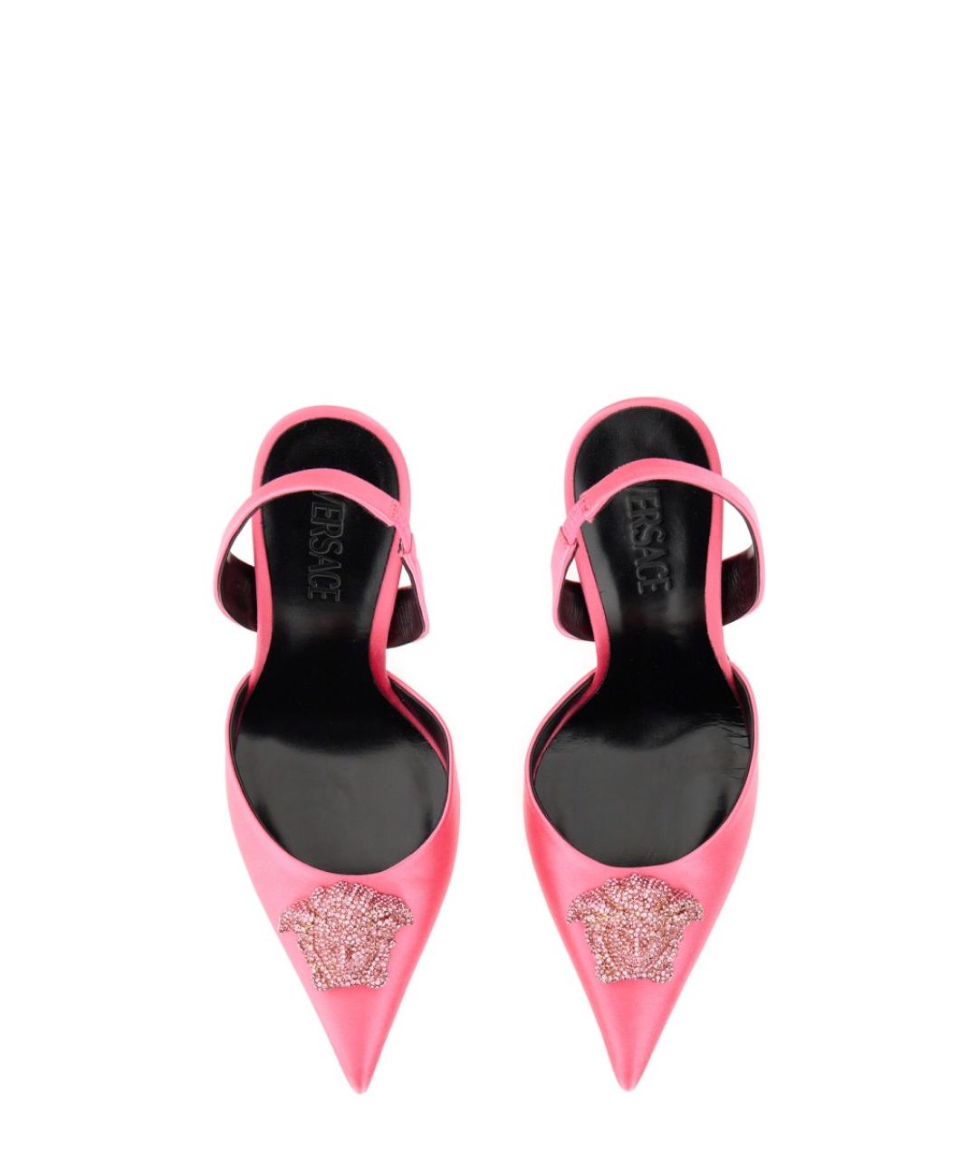 VERSACE Розовые текстильные туфли, фото 4