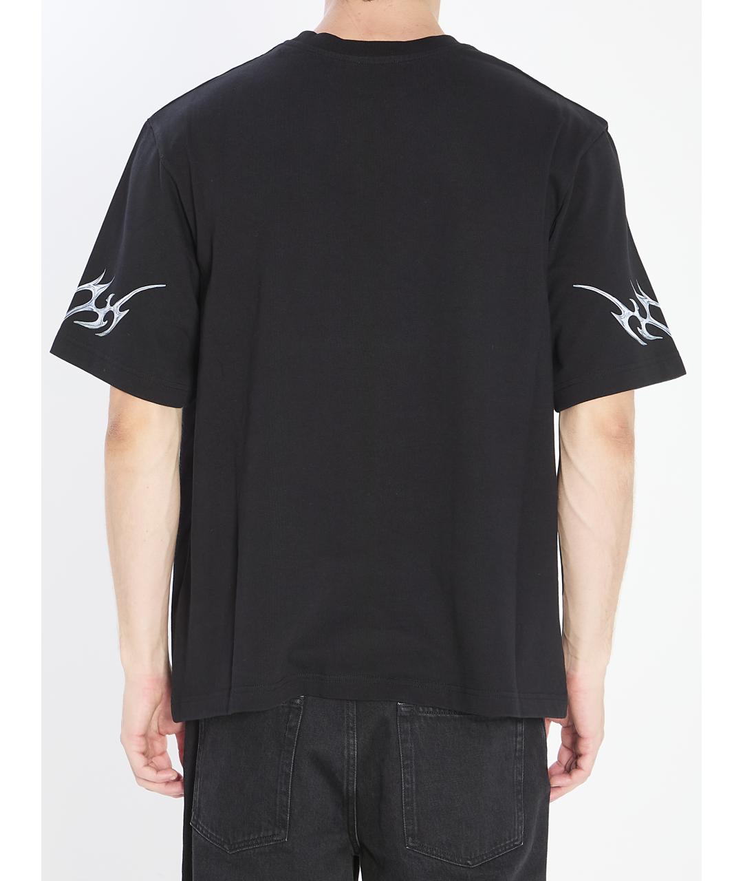 CASABLANCA Черная хлопковая футболка, фото 5