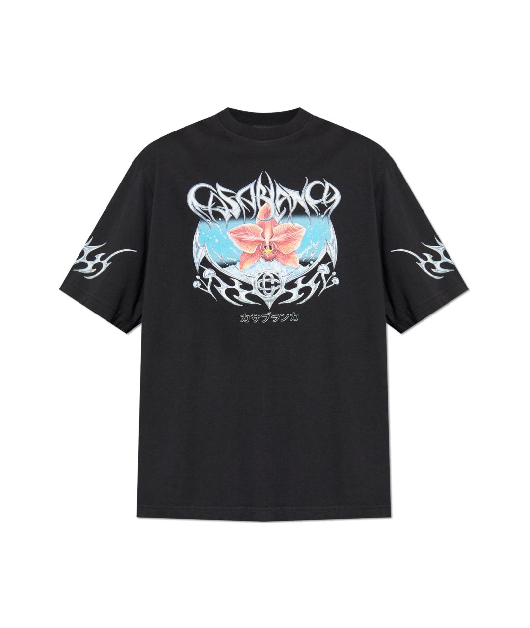 CASABLANCA Черная хлопковая футболка, фото 1