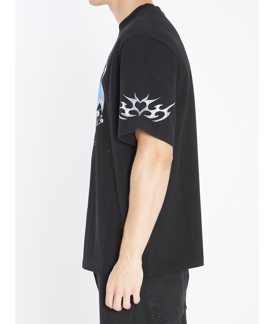 CASABLANCA Черная хлопковая футболка, фото 4