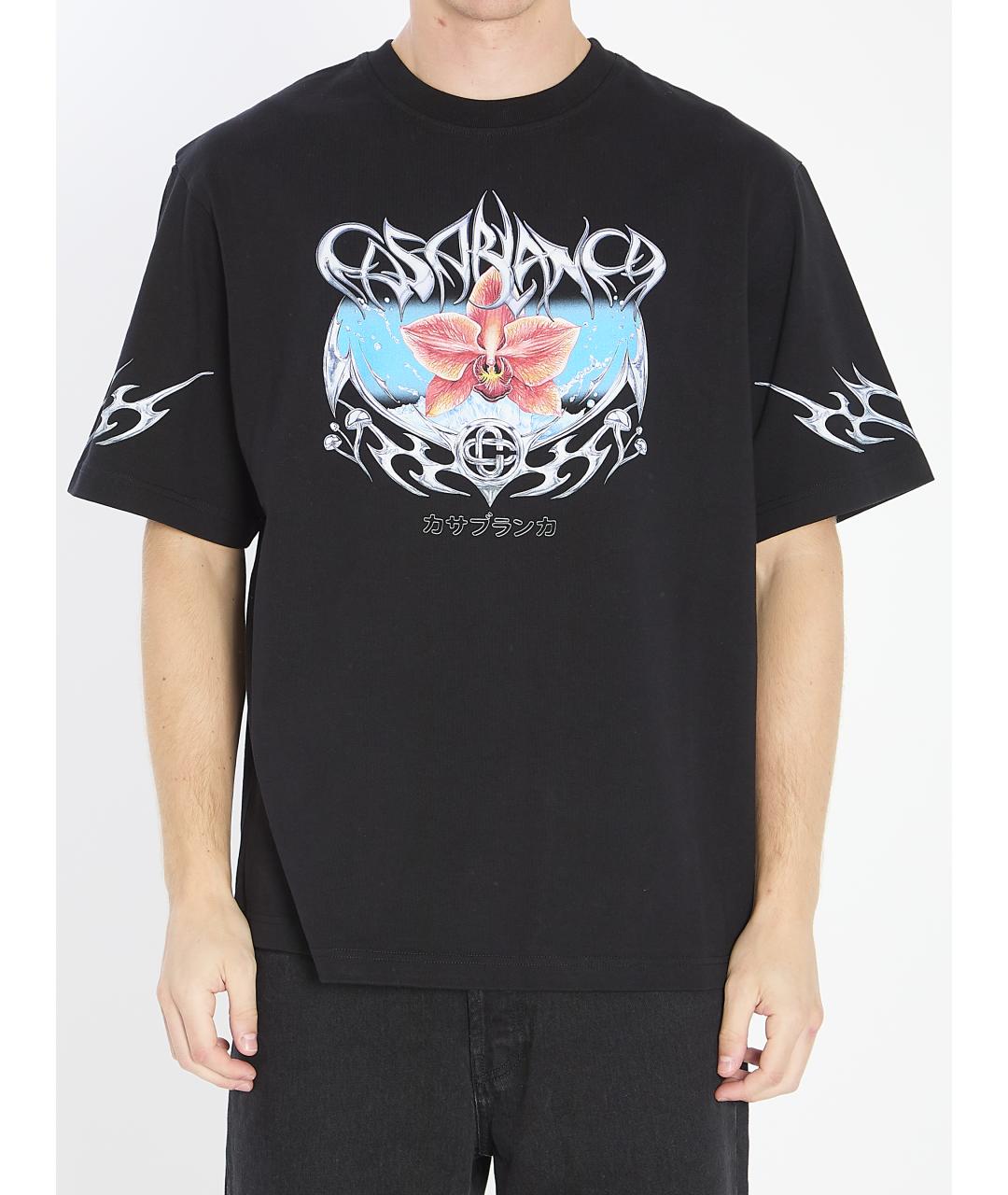 CASABLANCA Черная хлопковая футболка, фото 2