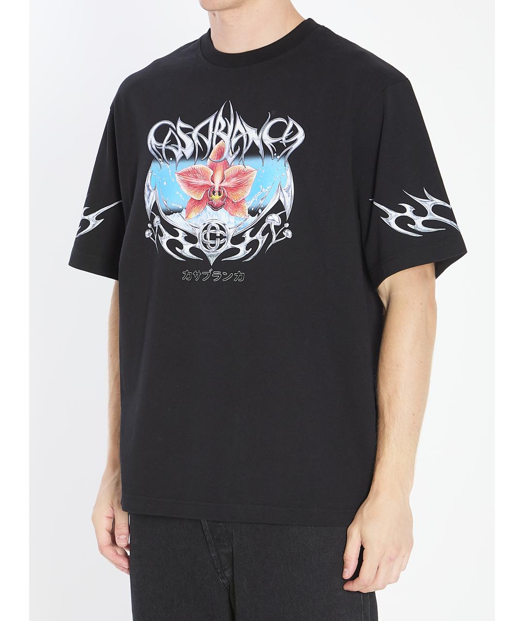 CASABLANCA Черная хлопковая футболка, фото 3