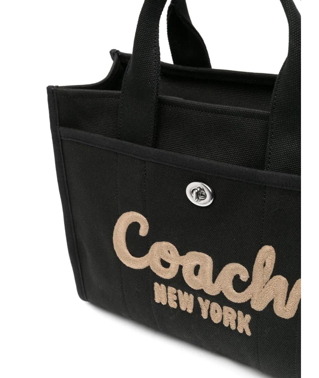 COACH Черная хлопковая сумка тоут, фото 4